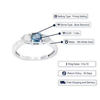 1 ct. t.w. Blue and White Diamond 3 Stone Engagement Ring in 10K White Gold