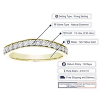 1/2 ct. t.w. Diamond Wedding Band in 14K Yellow Gold