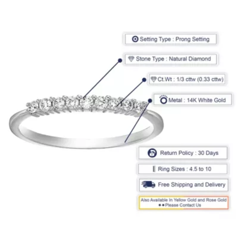 1/5 ct. t.w. Diamond Wedding Band in 10K White Gold