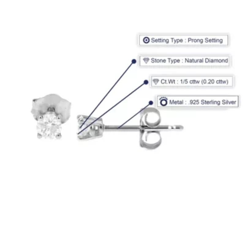 1/5 ct. t.w. Diamond Stud Earrings in 925 Sterling Silver