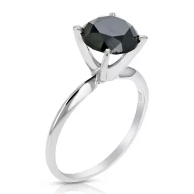 2 ct. t.w. Black Diamond Engagement Ring in 925 Sterling Silver
