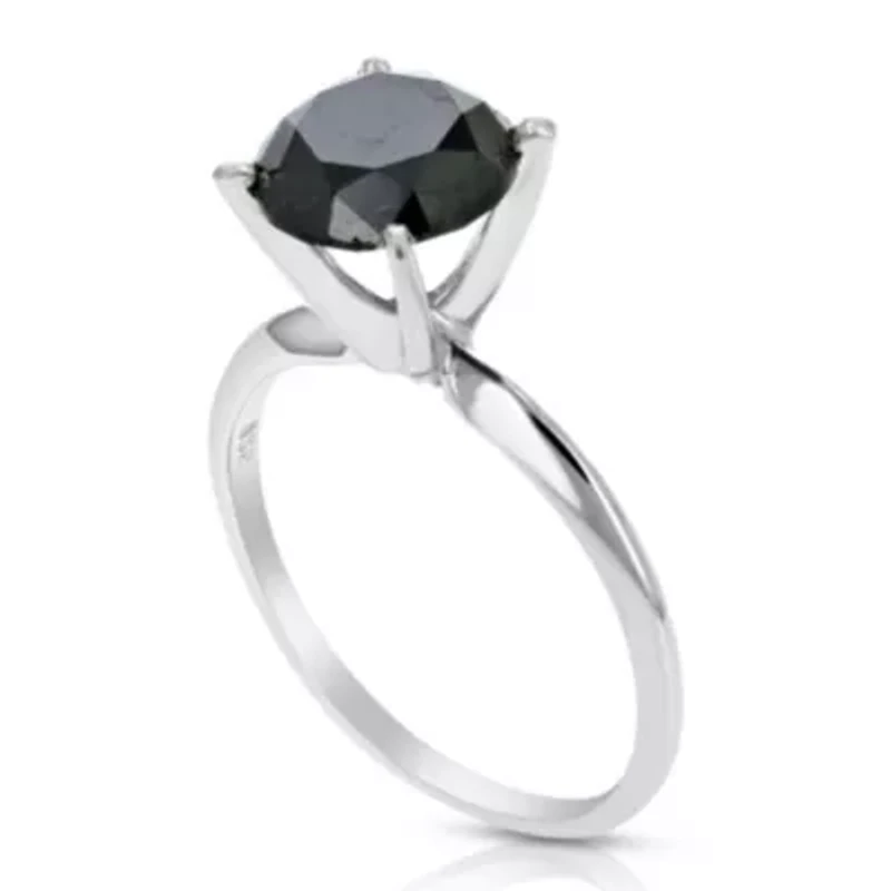 2 ct. t.w. Black Diamond Engagement Ring in 925 Sterling Silver
