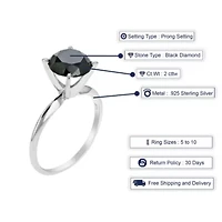 2 ct. t.w. Black Diamond Engagement Ring in 925 Sterling Silver