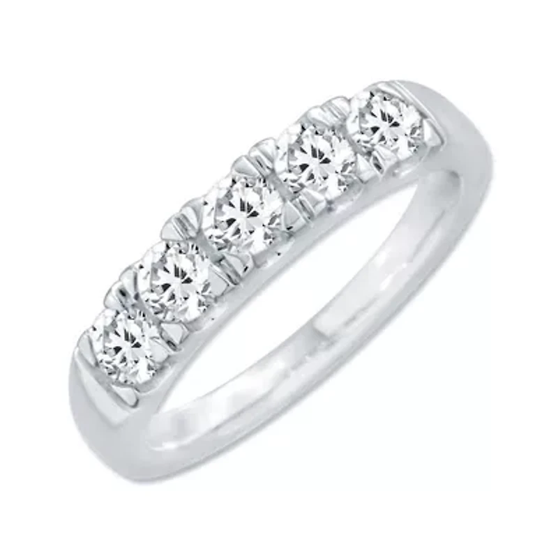 1.00 Ct.tw Natural Diamond Five Stone Band 14K White Gold