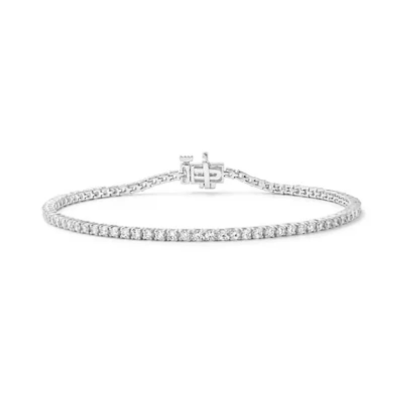 Lab Created 2.00 Cttw Round Cut Lab-Grown Diamond Tennis Bracelet for Women in 10K White Gold, 7 Inches