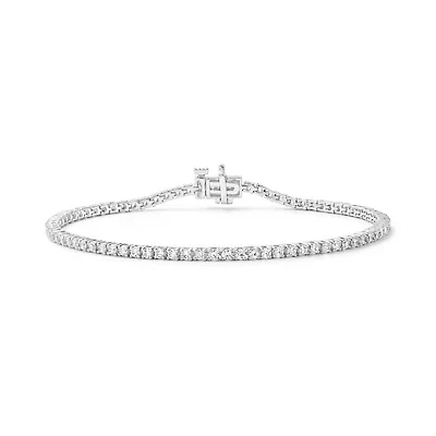 Lab Created 2.00 Cttw Round Cut Lab-Grown Diamond Tennis Bracelet for Women in 10K White Gold, 7 Inches