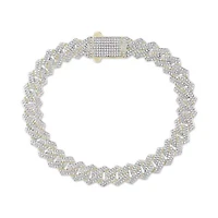 1.50 ct. tw Natural Diamod Cuban 8.5" Inch Bracelet in 10K Yellow Gold