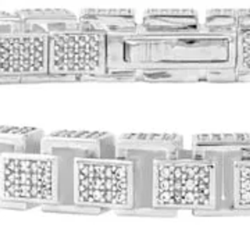 1.00 Ct.tw Natural Diamond Men's Link Bracelet 8.5" inches in 925 Sterling Silver