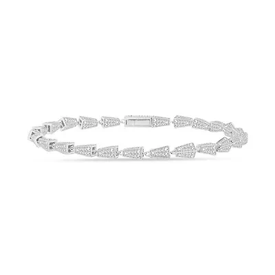 2.00 Ct.tw Natural Diamond Wedding Bracelet in 925 Sterling Silver 8.5" inches