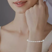 2.00 Ct.tw Natural Diamond Wedding Bracelet in 925 Sterling Silver 8.5" inches