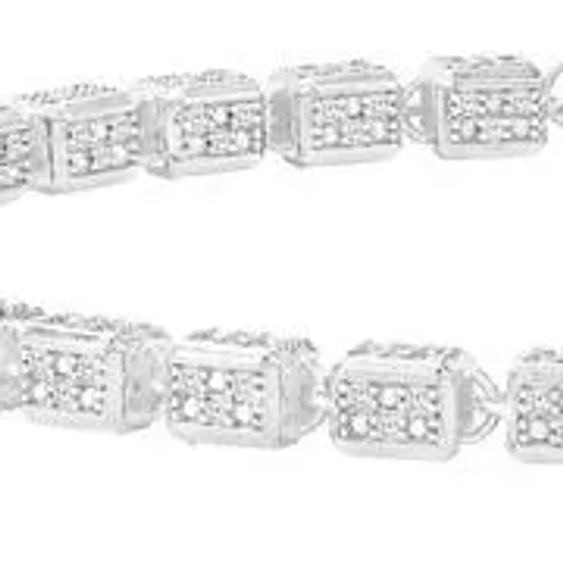 1.50 Ct.tw Natural Diamond Fashion Bracelet in 925 Sterling Silver 8.5" inches
