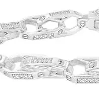 3/4 Ct.tw Natural Diamond Link Bracelet in 8.5" inches 925 Sterling Silver