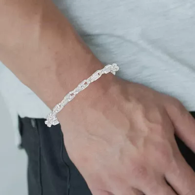 3/4 Ct.tw Natural Diamond Link Bracelet in 8.5" inches 925 Sterling Silver