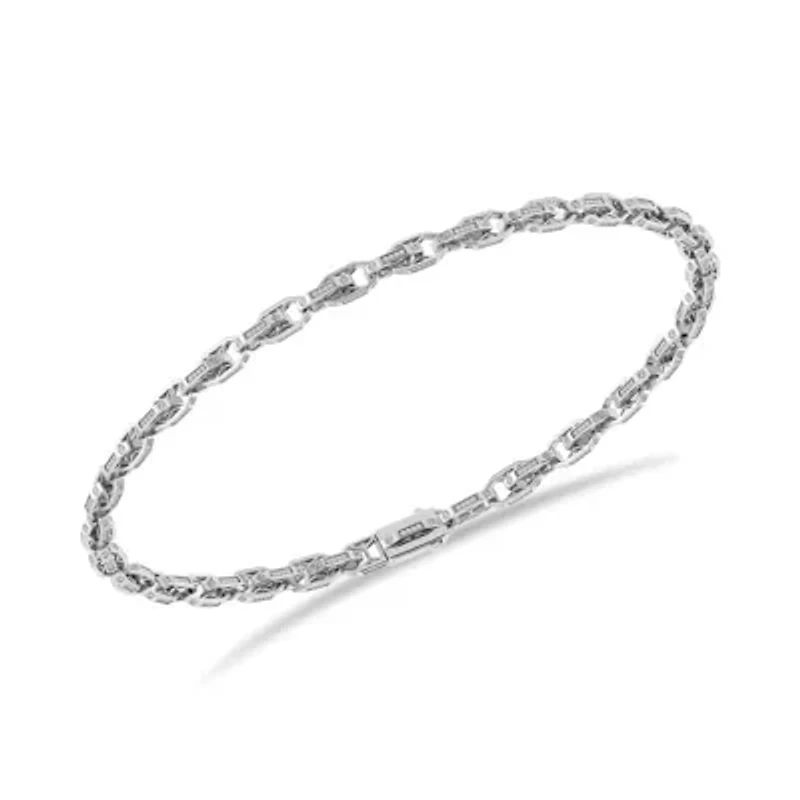 3/4 Ct.tw Natural Diamond Link Bracelet in 8.5" inches 925 Sterling Silver