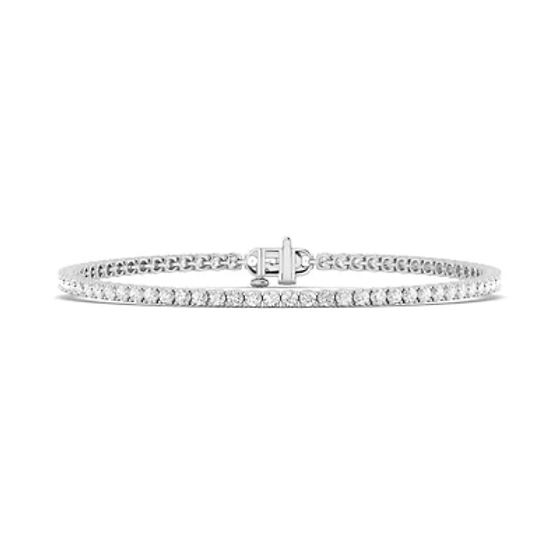 Lab Created Cttw Lab-Grown Diamond Tennis Bracelet in 14K White Gold (IGI Certified