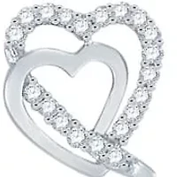 0.12 Ct.tw Natural Diamond Double Heart Stud Earrings in 925 Sterling Silver