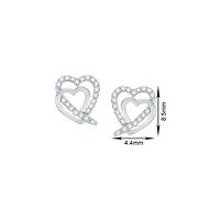 0.12 Ct.tw Natural Diamond Double Heart Stud Earrings in 925 Sterling Silver