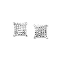 1/4 Ctw Natural Diamond Square Shape Stud Earrings in 925 Sterling Silver