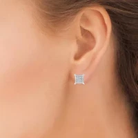 1/4 Ctw Natural Diamond Square Shape Stud Earrings in 925 Sterling Silver