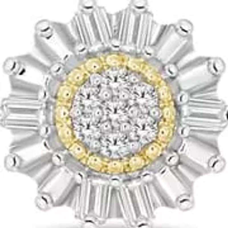 0.11 Ct.tw Natural Diamond Floral Shape Stud Earrings 10K Yellow Gold