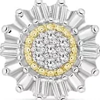 0.11 Ct.tw Natural Diamond Floral Shape Stud Earrings 10K Yellow Gold