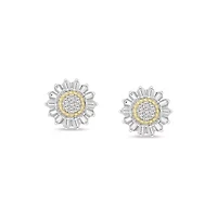 0.11 Ct.tw Natural Diamond Floral Shape Stud Earrings 10K Yellow Gold