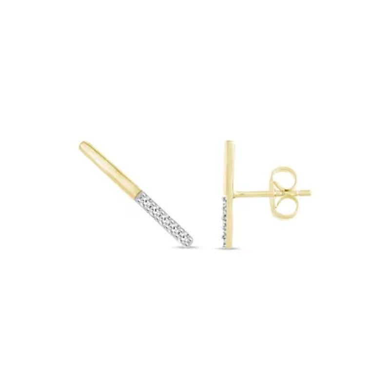 0.05 Ct.tw Natural Diamond Bar Shape Stud Earrings in 10K Yellow Gold