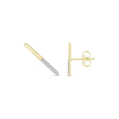 0.05 Ct.tw Natural Diamond Bar Shape Stud Earrings in 10K Yellow Gold