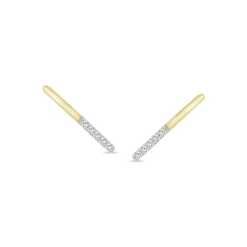 0.05 Ct.tw Natural Diamond Bar Shape Stud Earrings in 10K Yellow Gold