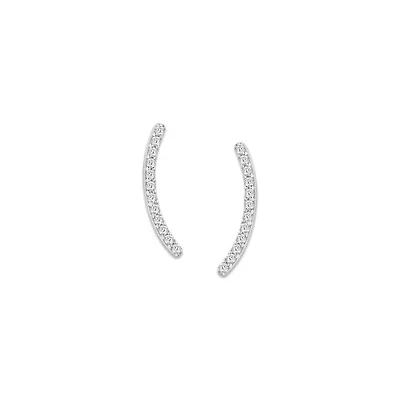 0.070 ctw Natural Diamond Curve Shape Stud Earrings in 10K White Gold