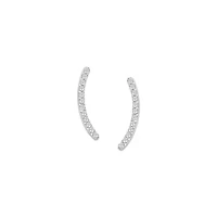 0.070 ctw Natural Diamond Curve Shape Stud Earrings in 10K White Gold