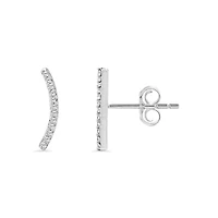 0.070 ctw Natural Diamond Curve Shape Stud Earrings in 10K White Gold