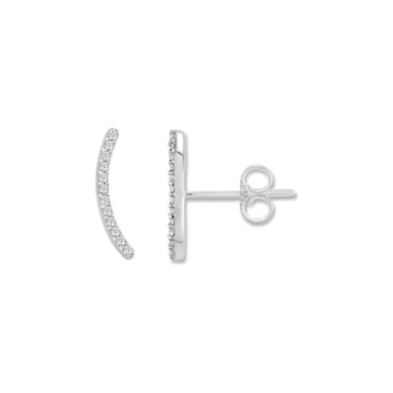 0.070 ctw Natural Diamond Curve Shape Stud Earrings in 10K White Gold