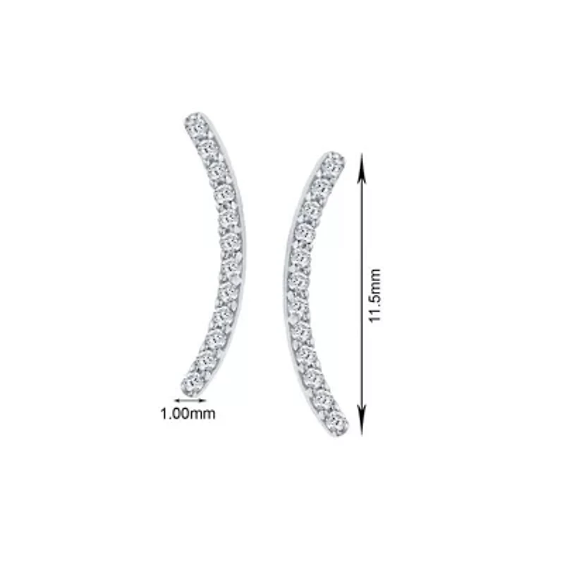 0.070 ctw Natural Diamond Curve Shape Stud Earrings in 10K White Gold