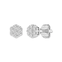 1/2 Ct.tw Natural Diamond Flower Shape Stud Earrings in 10K White Gold