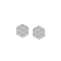 1/2 Ct.tw Natural Diamond Flower Shape Stud Earrings in 10K White Gold