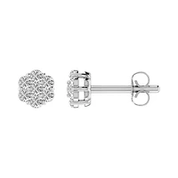 1/2 Ct.tw Natural Diamond Flower Shape Stud Earrings in 10K White Gold