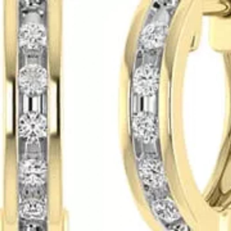 1/10 Ct.tw Natural Diamond Hoop Earrings in 10K Yellow Gold