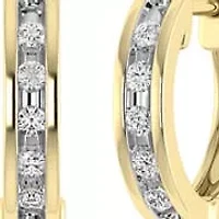 1/10 Ct.tw Natural Diamond Hoop Earrings in 10K Yellow Gold