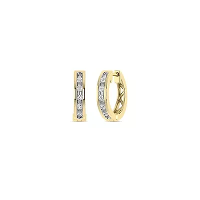 1/10 Ct.tw Natural Diamond Hoop Earrings in 10K Yellow Gold