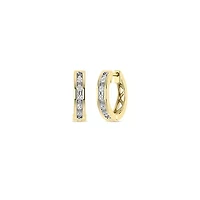 1/10 Ct.tw Natural Diamond Hoop Earrings in 10K Yellow Gold