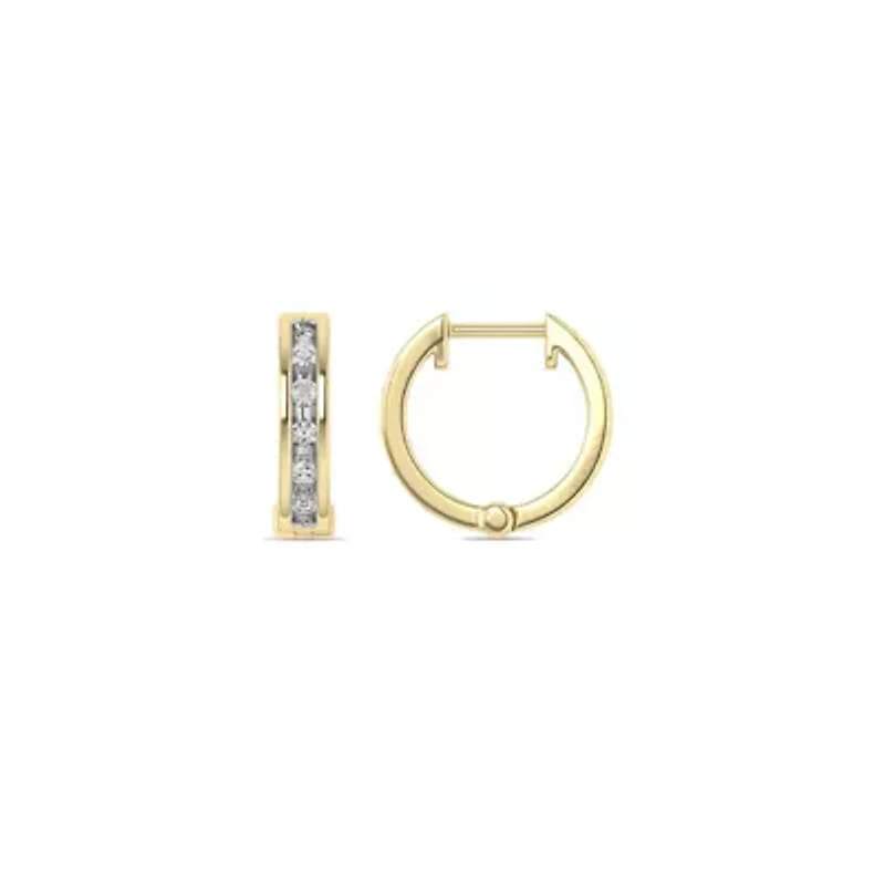 1/10 Ct.tw Natural Diamond Hoop Earrings in 10K Yellow Gold