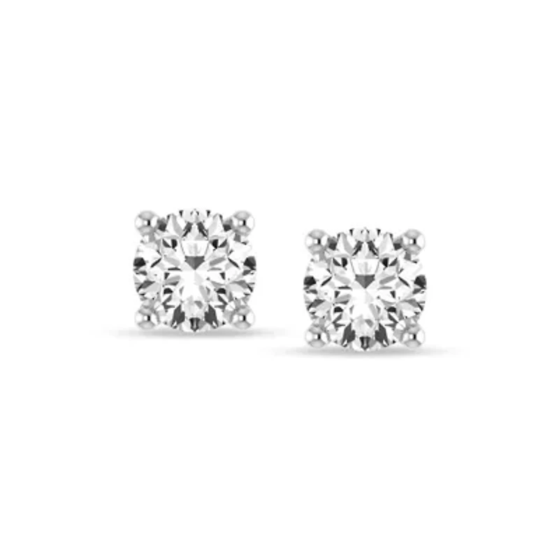Lab Created IGI-Certified 2.00 Cttw Lab-Grown Diamond Solitaire Stud Earrings 10K White Gold, Screw Back