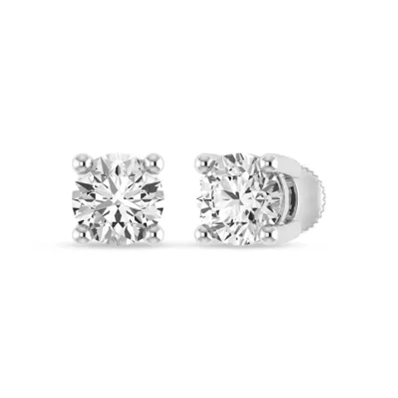 Lab Created IGI-Certified 3.00 Cttw Lab-Grown Diamond Solitaire Stud Earrings 10K White Gold, Screw Back