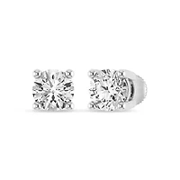 Lab Created IGI-Certified 3.00 Cttw Lab-Grown Diamond Solitaire Stud Earrings 10K White Gold, Screw Back