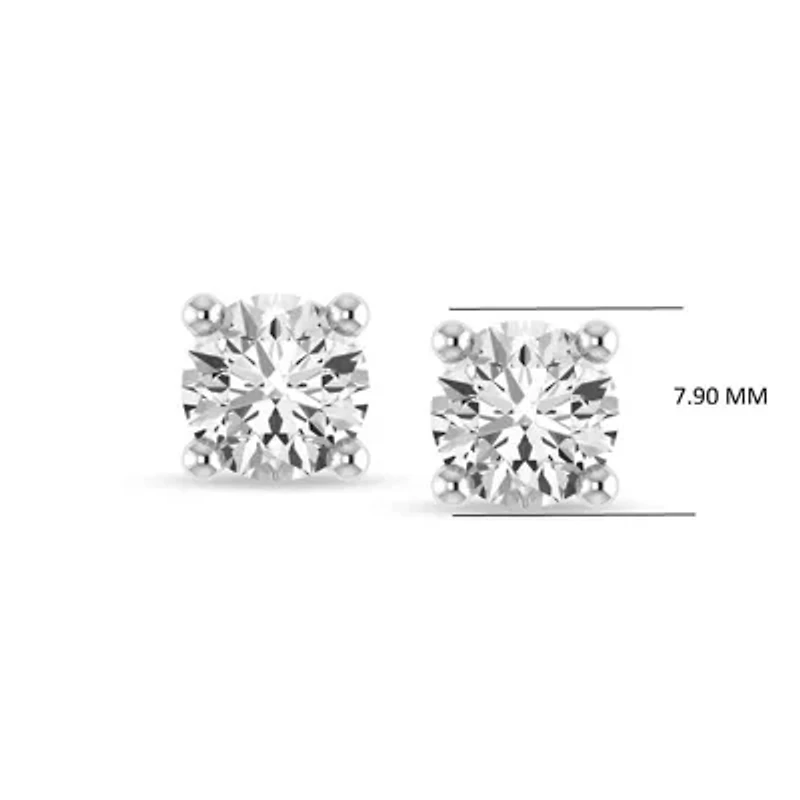 Lab Created IGI-Certified 3.00 Cttw Lab-Grown Diamond Solitaire Stud Earrings 10K White Gold, Screw Back