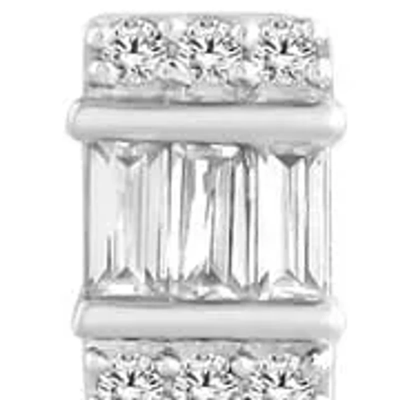 0.12 Ct.tw Baguette & Round Natural Diamond Stud Earrings for in 10K White Gold