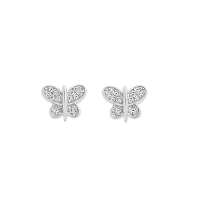 0.08 ct. tw. Diamond Butterfly Stud Earrings in 925 Sterling Silver