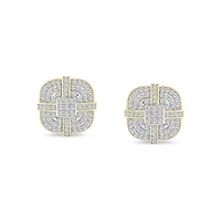 1/2 Ct.tw Natural Diamond Stud Earrings Cluster Diamond Screw Back Earrings 10K Yellow Gold
