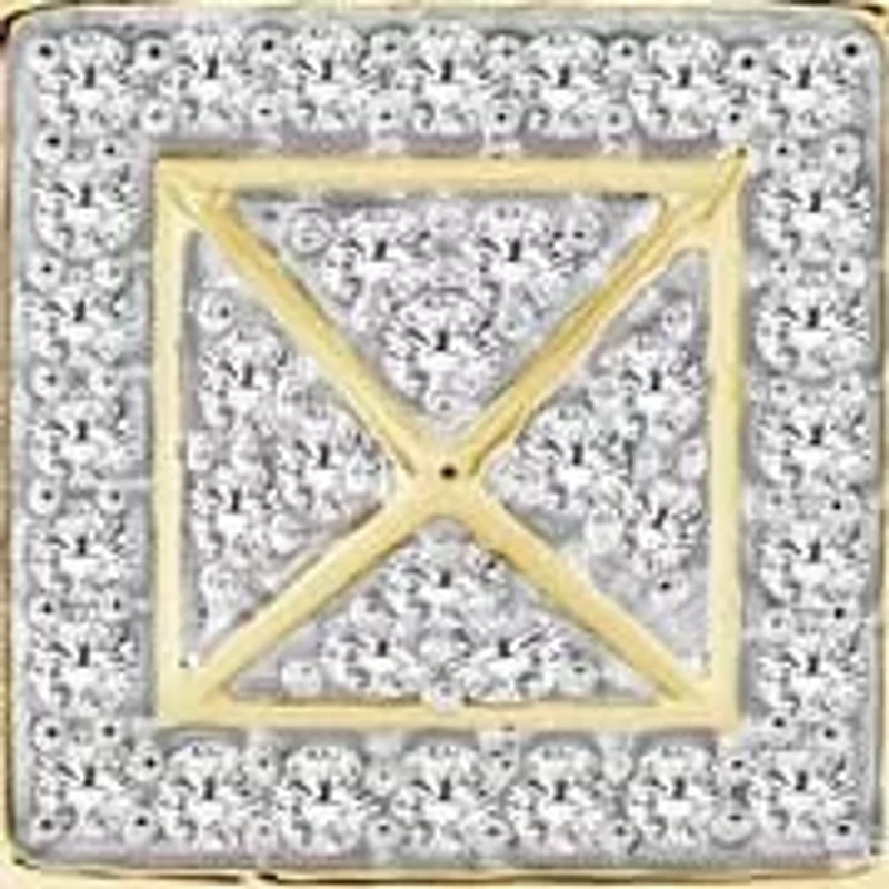 1/4 Ct.tw Natural Diamond Square shape Stud Earrings in 10K Yellow Gold